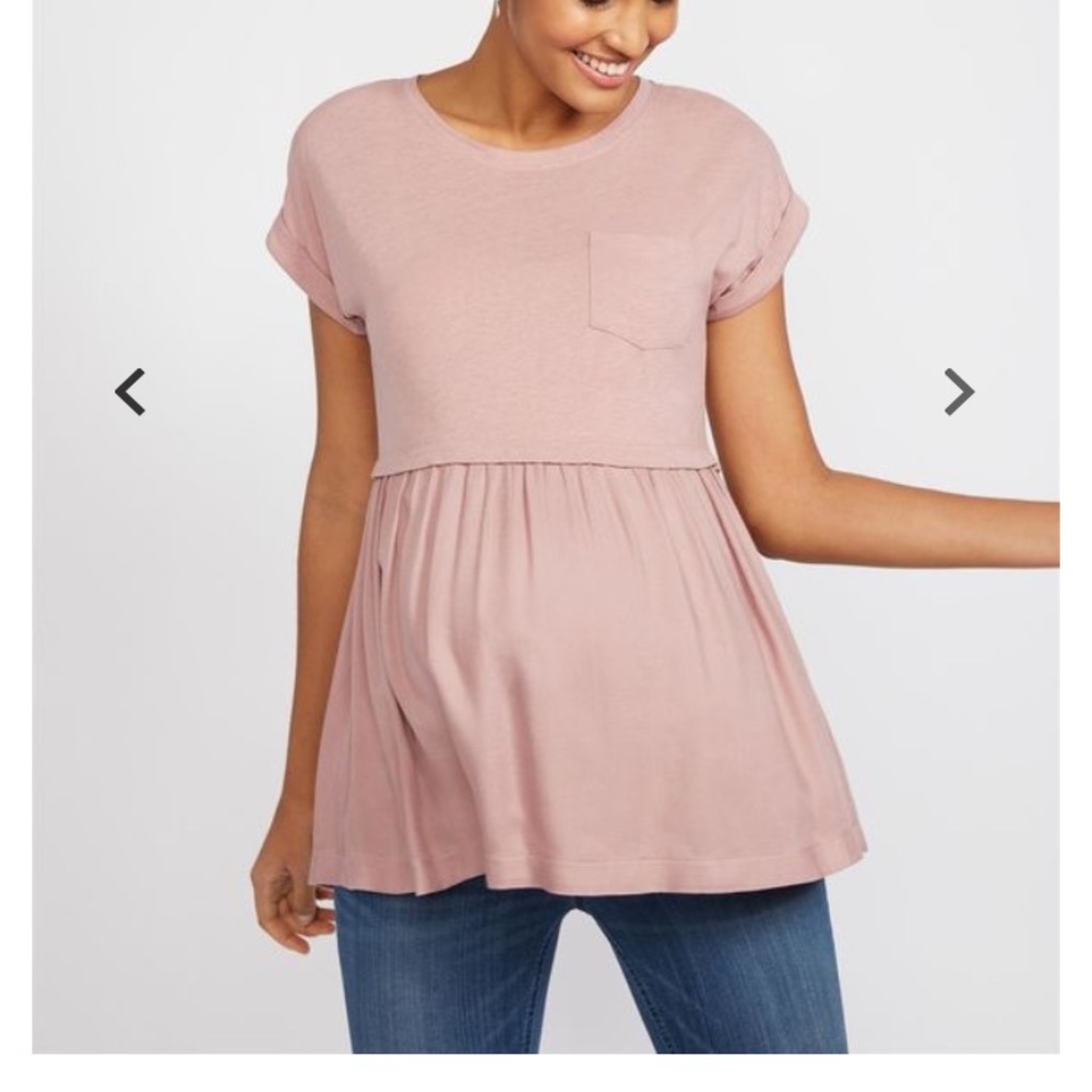 Motherhood Maternity Cuffed Sleeve Babydoll Top